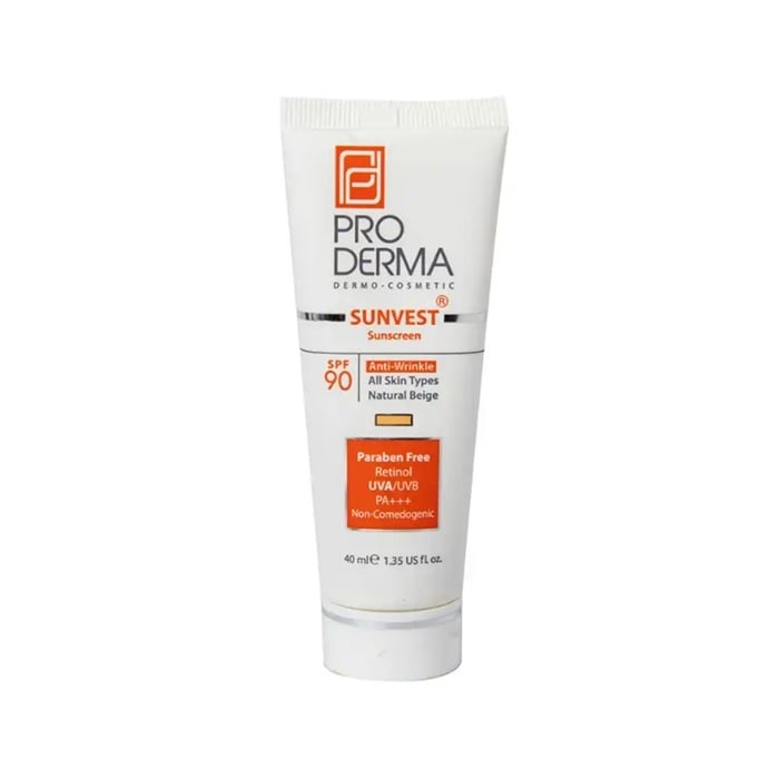 کرم ضدآفتاب رنگی وضدچروک SPF%90انواع پوست بژطبیعی پرودرما